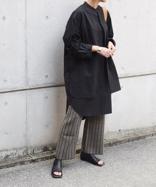 no brand(ノーブランド)の「フロントヨークシャツOP 【WHITE/BLACK】(ワンピース・レディース・その他)」の8枚目の写真