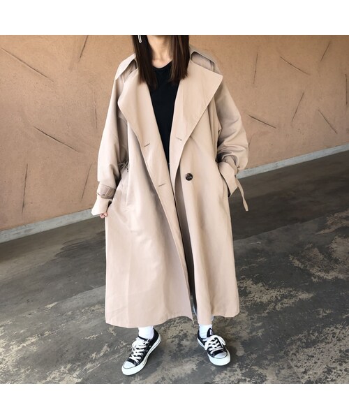 copine(コピン)の「再入荷!軽やかな着心地ピーチ素材!ビッグトレンチコート【クリックポスト対象商品】(トレンチコート・レディース・その他)」の8枚目の写真
