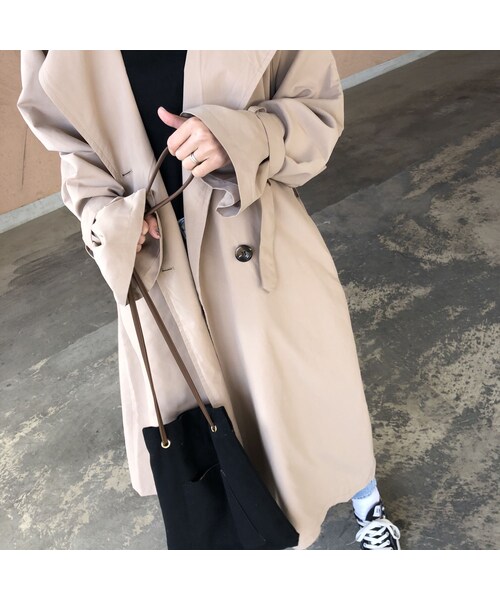 copine(コピン)の「再入荷!軽やかな着心地ピーチ素材!ビッグトレンチコート【クリックポスト対象商品】(トレンチコート・レディース・その他)」の10枚目の写真