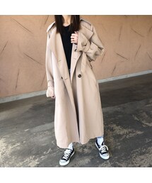 copine | 再入荷！軽やかな着心地ピーチ素材！ビッグトレンチコート【クリックポスト対象商品】(トレンチコート)