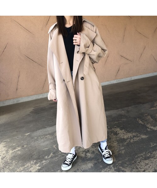 copine(コピン)の「再入荷!軽やかな着心地ピーチ素材!ビッグトレンチコート【クリックポスト対象商品】(トレンチコート・レディース・その他)」の1枚目の写真