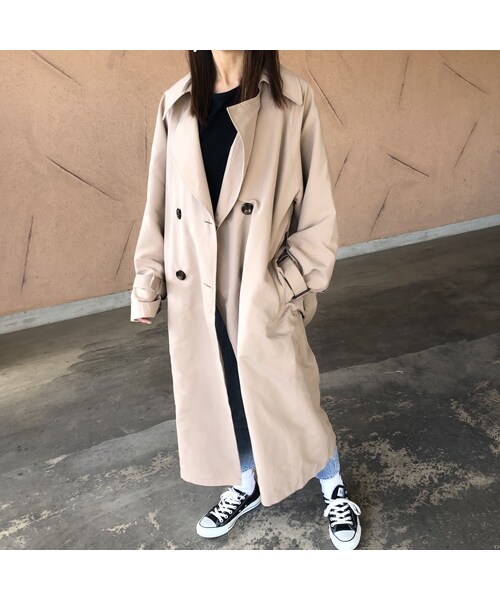 copine(コピン)の「再入荷!軽やかな着心地ピーチ素材!ビッグトレンチコート【クリックポスト対象商品】(トレンチコート・レディース・その他)」の4枚目の写真