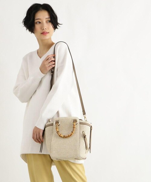 OZOC（オゾック）の「2WAYバンブーハンドルメッシュトートバッグ（バッグ・レディース・ブラック(019)/キャメル(041)/ベージュ(052)・00）」の12枚目の写真