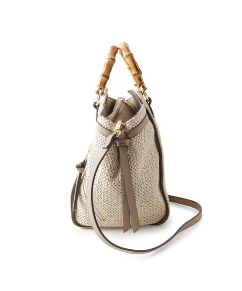 OZOC（オゾック）の「2WAYバンブーハンドルメッシュトートバッグ（バッグ・レディース・ブラック(019)/キャメル(041)/ベージュ(052)・00）」の5枚目の写真