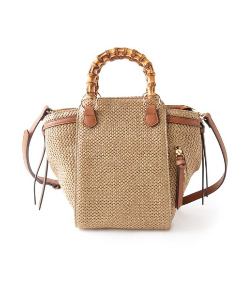OZOC（オゾック）の「2WAYバンブーハンドルメッシュトートバッグ（バッグ・レディース・ブラック(019)/キャメル(041)/ベージュ(052)・00）」の2枚目の写真