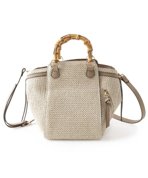OZOC（オゾック）の「2WAYバンブーハンドルメッシュトートバッグ（バッグ・レディース・ブラック(019)/キャメル(041)/ベージュ(052)・00）」の4枚目の写真