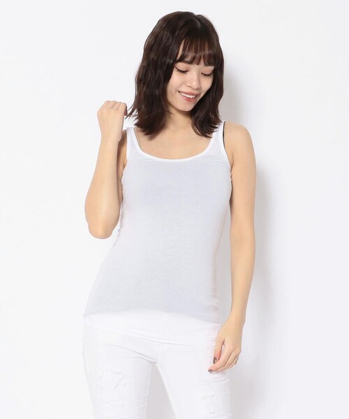 HANES（ヘインズ）の「Hanes/ヘインズ 1P Hanes Undies Tami ウィメンズ タミ HW2-K201 タンクトップ（トップス・WHITE/BLACK/GREY・F）」の8枚目の写真