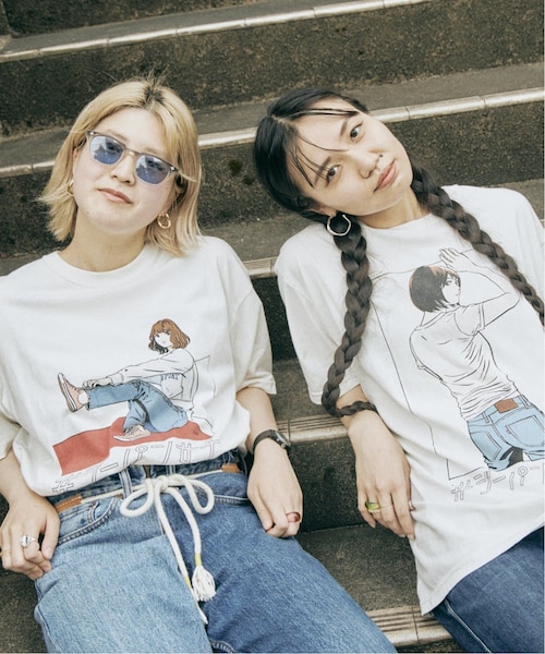 ジャーナルスタンダード レリューム JOURNAL STANDARD relume x エドウィン EDWIN 江口寿史 ＃ジーパン女子 Tシャツ L ホワイト レディース ♪ ジーパン女子×江口寿史描き下ろしのTシャツ予約開始