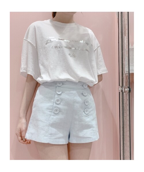 lilLilly(リルリリー)の「リネンショートパンツ(パンツ・レディース・BLUE/PURPLE/BLACK・FREE)」の2枚目の写真