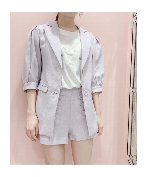 lilLilly(リルリリー)の「リネンショートパンツ(パンツ・レディース・BLUE/PURPLE/BLACK・FREE)」の3枚目の写真