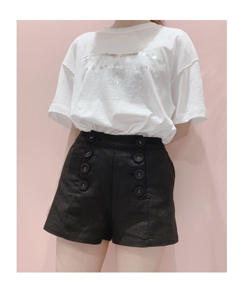 lilLilly(リルリリー)の「リネンショートパンツ(パンツ・レディース・BLUE/PURPLE/BLACK・FREE)」の4枚目の写真