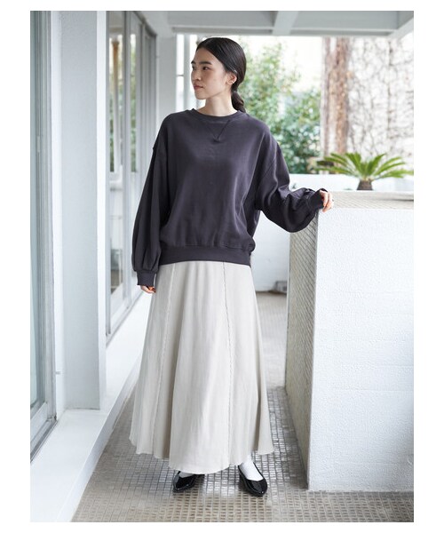 AMERICAN HOLIC（アメリカンホリック）の「リブ切り替えロングカットスカート（スカート・チャコールグレー/ライトベージュ/ネイビー・M/L）」の3枚目の写真