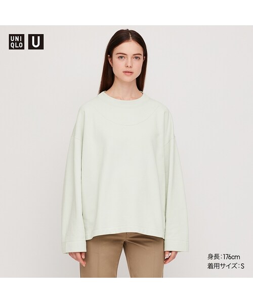 UNIQLO（ユニクロ）の「スウェットボクシークルーネックシャツ（長袖）（パーカー・レディース・LIGHT GREEN 50/LIGHT ORANGE 21/LIGHT BLUE 60/OFF WHITE 01/DARK GRAY 08・XXL/M/XS/L/S/3XL/XL）」の4枚目の写真
