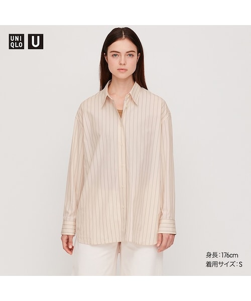 UNIQLO（ユニクロ）の「オーバーサイズシャツ（長袖）（シャツ/ブラウス・レディース・PINK 10/LIGHT GREEN 50・XS/M/L/S/XXL/XL）」の2枚目の写真