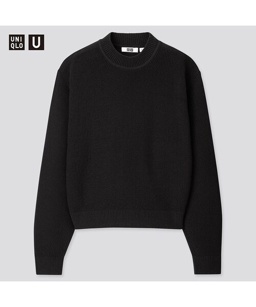 UNIQLO（ユニクロ）の「リブモックネックセーター（長袖）（ニット/セーター・レディース・LIGHT GREEN 50/OFF WHITE 01/LIGHT ORANGE 21/BLACK 09・S/L/XXL/M/XL/XS）」の3枚目の写真