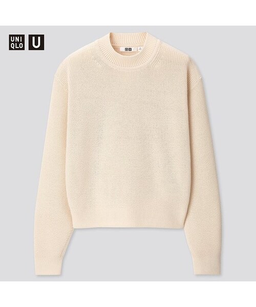 UNIQLO（ユニクロ）の「リブモックネックセーター（長袖）（ニット/セーター・レディース・LIGHT GREEN 50/OFF WHITE 01/LIGHT ORANGE 21/BLACK 09・S/L/XXL/M/XL/XS）」の2枚目の写真