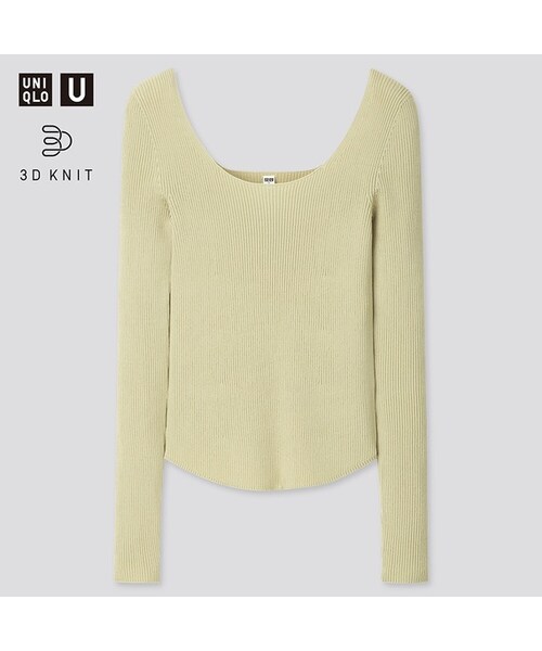 UNIQLO（ユニクロ）の「3Dラウンドネックセーター（長袖）（ニット/セーター・レディース・ORANGE 26/BLACK 09/OFF WHITE 01/LIGHT GREEN 50・L/XS/M/XXL/XL/S）」の4枚目の写真