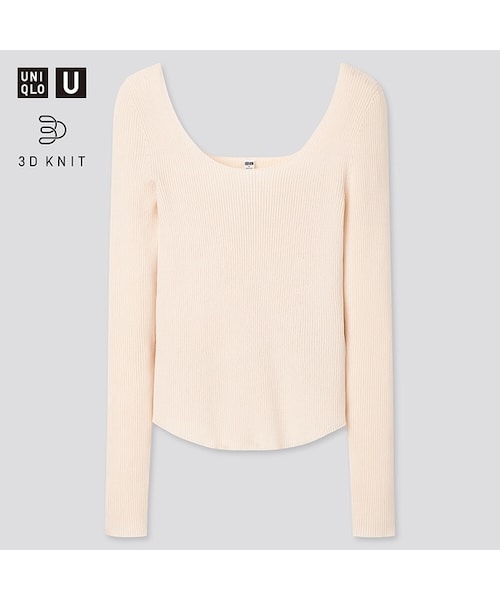 UNIQLO（ユニクロ）の「3Dラウンドネックセーター（長袖）（ニット/セーター・レディース・ORANGE 26/BLACK 09/OFF WHITE 01/LIGHT GREEN 50・L/XS/M/XXL/XL/S）」の2枚目の写真