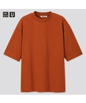 ユニクロ | エアリズムコットンオーバーサイズTシャツ（5分袖）(T恤)