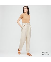 UNIQLO | ベルテッドリネンレーヨンワイドパンツ（丈標準67～69cm）(その他パンツ)