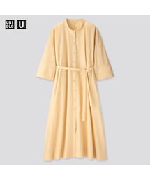 UNIQLO | スタンドカラーシャツワンピース（7分袖）(ワンピース)