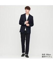 【美品】ストレッチウールスリムジャケット（Lサイズ-48号） UNIQLO - ストレッチウールスリムジャケット Lサイズ UNIQLO