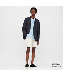 UNIQLO リネンブレンドジャケット　ブルー　Lサイズ 新品 ユニクロ公式 | リネンブレンドジャケット