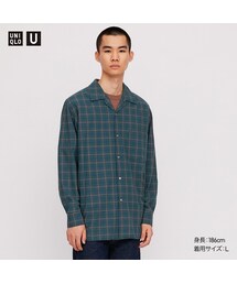 UNIQLO | チェックオープンカラーシャツ（長袖）(シャツ/ブラウス)