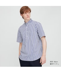 UNIQLO | エクストラファインコットンブロードストライププルオーバーシャツ（ボタンダウン・半袖）(シャツ/ブラウス)
