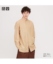 UNIQLO | ストライプスタンドカラーシャツ（長袖）(シャツ/ブラウス)