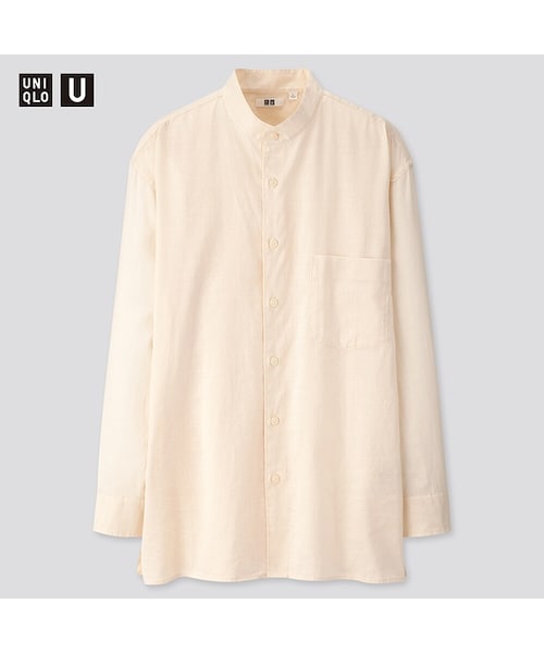 UNIQLO（ユニクロ）の「コットンリネンスタンドカラーシャツ（長袖）（シャツ/ブラウス・メンズ・PINK 11/BLACK 09/NATURAL 30・XL/S/XXL/XS/L/M）」の3枚目の写真