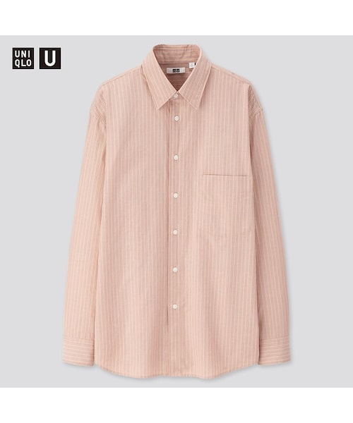 UNIQLO（ユニクロ）の「ストライプレギュラーカラーシャツ（長袖）（シャツ/ブラウス・メンズ・GREEN 51/BEIGE 31/PINK 10・L/XS/XXL/S/M/XL）」の3枚目の写真