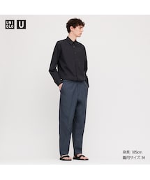 UNIQLO | コットンリネンワイドフィットテーパードパンツ セットアップ可能(その他パンツ)