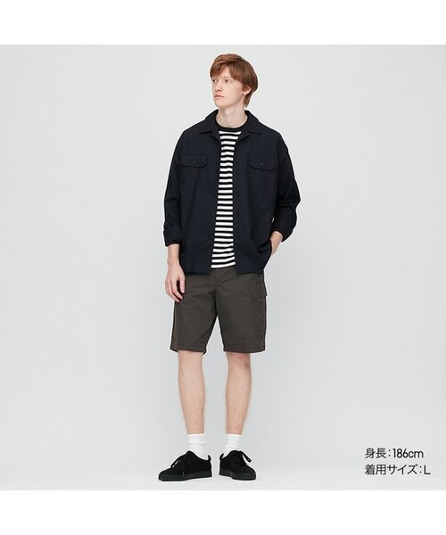 UNIQLO（ユニクロ）の「カーゴショートパンツ（その他パンツ・メンズ・NAVY 69/OLIVE 56/BEIGE 32/DARK GRAY 08・XXL/XL/XS/S/L/M/4XL/3XL）」の2枚目の写真