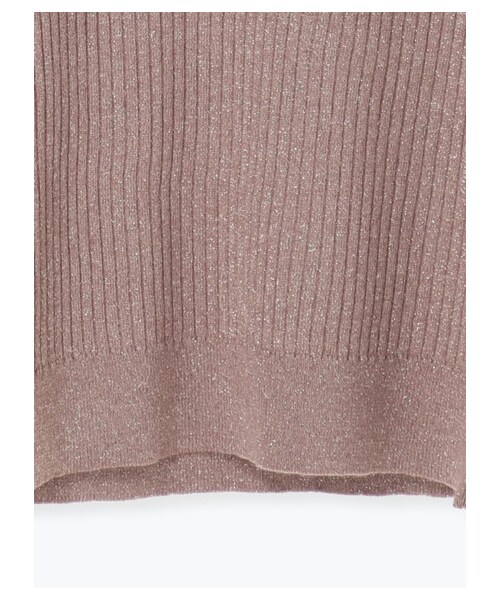 Lugnoncure（ルノンキュール）の「ラメリブニットプルオーバー LS（トップス・グレー/オレンジ/ブラウン・F）」の5枚目の写真