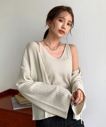 DHOLIC | Vネックニットアンサンブル(アンサンブル)