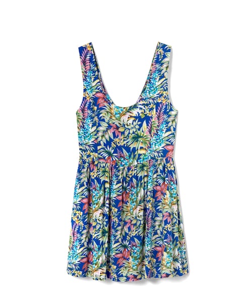 LOVFEE（ラッフィ）の「仲夏花卉V領小排釦無袖洋裝（ワンピース/ドレス・レディース・藍・S/M/L）」の2枚目の写真