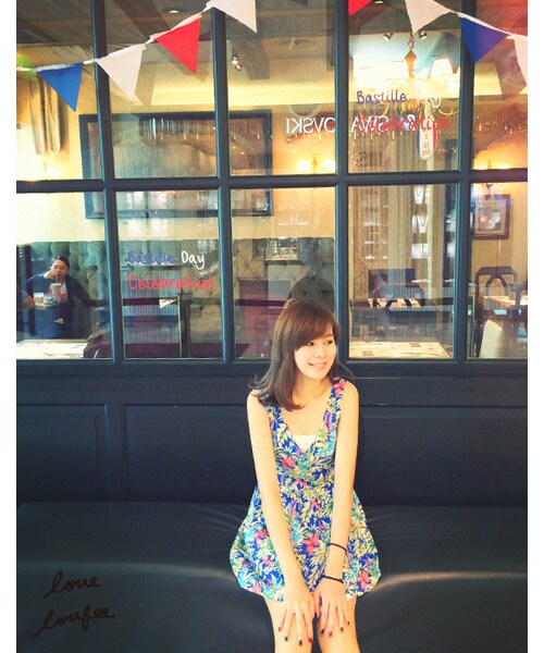 LOVFEE（ラッフィ）の「仲夏花卉V領小排釦無袖洋裝（ワンピース/ドレス・レディース・藍・S/M/L）」の9枚目の写真