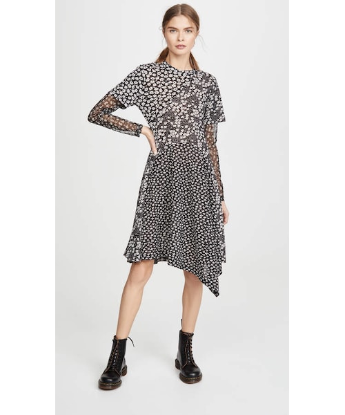 GOEN.J（ゴエンジェイ）の「Goen.J Contrast Floral Print Panel Mesh Dress（ワンピース