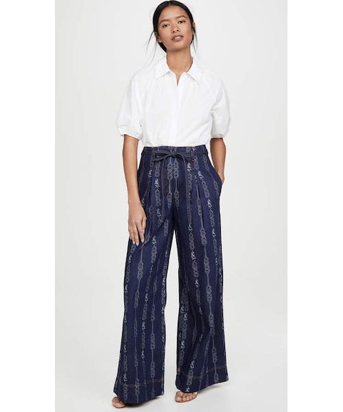 TORY BURCH(トリーバーチ)の「Tory Burch Gemini Jacquard Denim Trousers(デニムパンツ・レディース・Blue・0/2/4/6/8/10/12/00)」の1枚目の写真