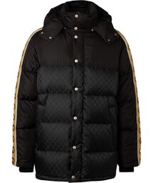 Gucci Logo-Jacquard Webbing-Trimmed Quilted Shell Hooded Down Jacket