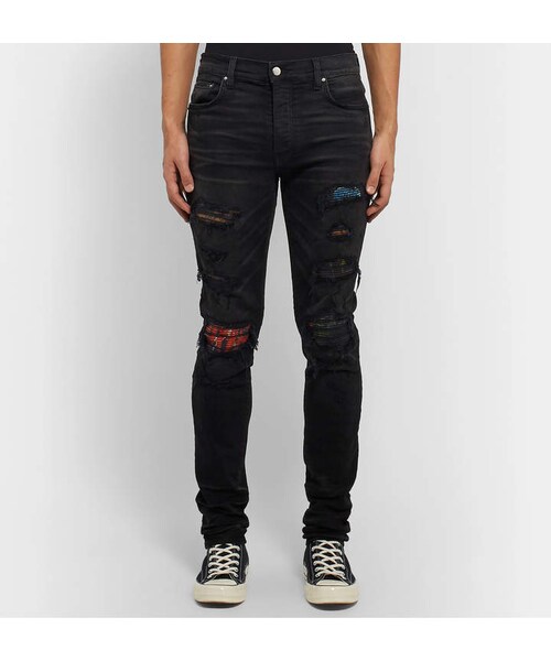 AMIRI（アミリ）の「Amiri Mx1 Skinny-Fit Panelled Distressed Stretch-Denim Jeans（デニムパンツ・メンズ・Black・Uk/us 28/Uk/us 29/Uk/us 30/Uk/us 31/Uk/us 32/Uk/us 33/Uk/us 34）」の4枚目の写真