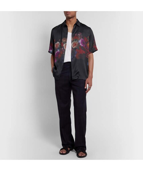 DRIES VAN NOTEN(ドリスヴァンノッテン)の「Dries Van Noten Floral-Print Matte-Satin Shirt(シャツ/ブラウス・メンズ・Black・It 44/It 46)」の2枚目の写真