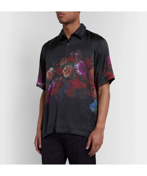 DRIES VAN NOTEN(ドリスヴァンノッテン)の「Dries Van Noten Floral-Print Matte-Satin Shirt(シャツ/ブラウス・メンズ・Black・It 44/It 46)」の3枚目の写真