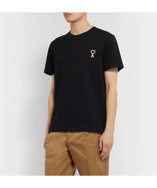 Tシャツ・カットソー AMI LOGO T-SHIRT ami（アミ）の「Ami Logo-Embroidered Cotton-Jersey T-Shirt（T
