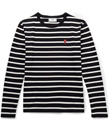 ami | Ami Logo-Appliqued Striped Cotton-Jersey T-Shirt(Tシャツ/カットソー)