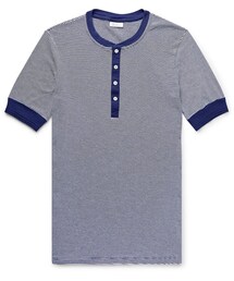 Schiesser Karl-Heinz Slim-Fit Striped Cotton-Jersey Henley T-Shirt