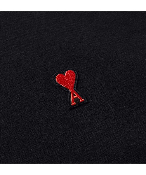 ami（アミ）の「Ami Logo-Appliqued Cotton-Jersey T-Shirt（Tシャツ/カットソー・メンズ・Black・S/M/L）」の5枚目の写真