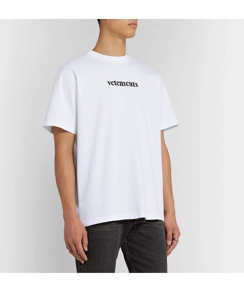 VETEMENTS(ヴェトモン)の「Vetements Appliqued Logo-Print Cotton-Jersey T-Shirt(Tシャツ/カットソー・メンズ・White・XS/S/M/L)」の3枚目の写真
