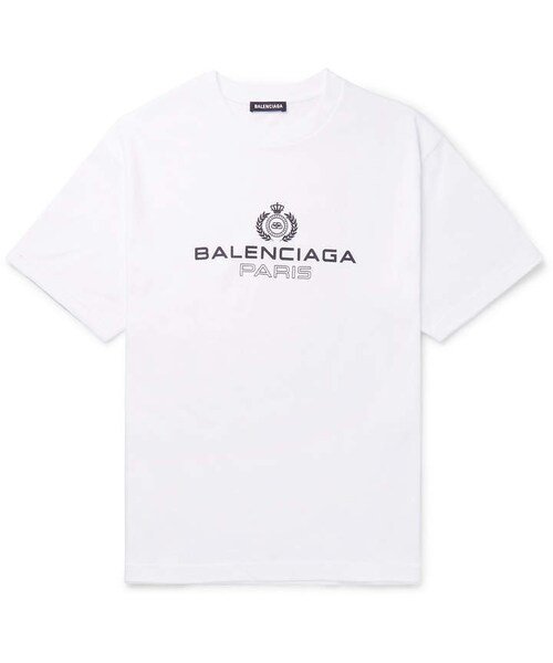 BALENCIAGA(バレンシアガ)の「Balenciaga Logo-Print Cotton-Jersey T-Shirt(Tシャツ/カットソー・メンズ・White・XS/S/M/L/XL)」の1枚目の写真